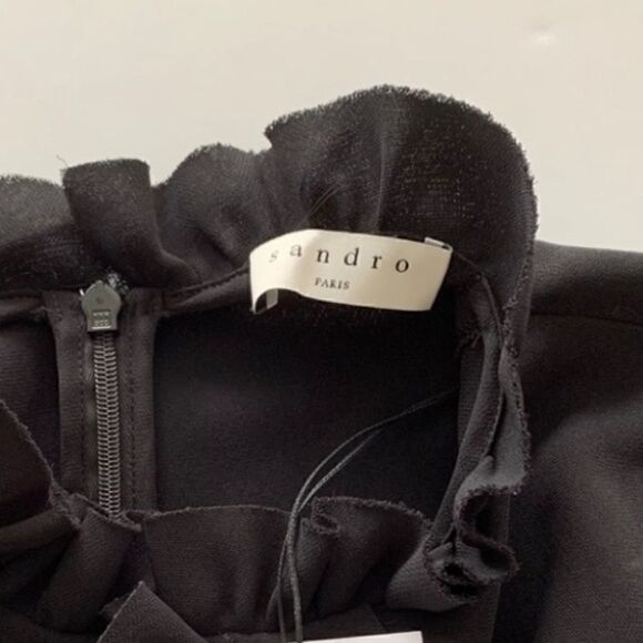 Sandro | Artifice Ruffle Black Mini Dress 38/US 6 - Picture 3 of 5